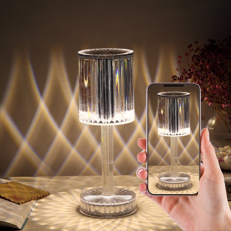 Đèn Ngủ Để Bàn Kim Cương Pha Lê Đèn Led Decor Hiệu Ứng 3D Cảm Biến Tích Điện - Có Bảng Điều Khiển 16 Màu - Hàng Loại 1 - Chính Hãng MINIIN