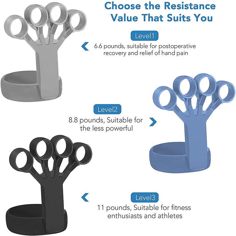 Trình huấn luyện ngón tay Silicone Tăng sức mạnh tập thể dục tay cầm ngón tay mở rộng tập luyện tay nắm tay tập luyện tập luyện tập thể dục Color: B-Blue