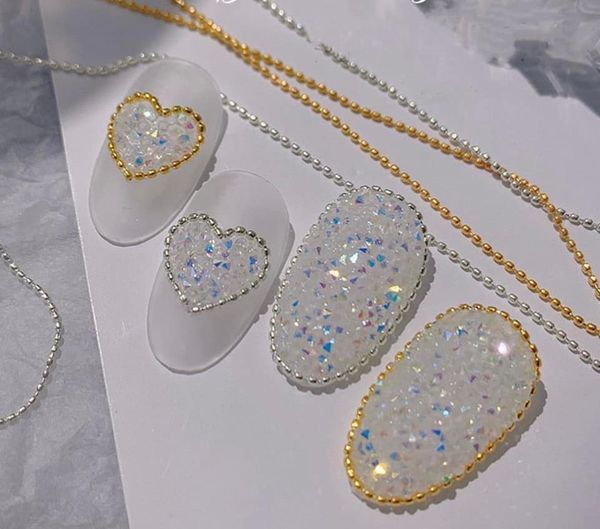 Set dây bi trang trí gắn móng tay vàng bạc
