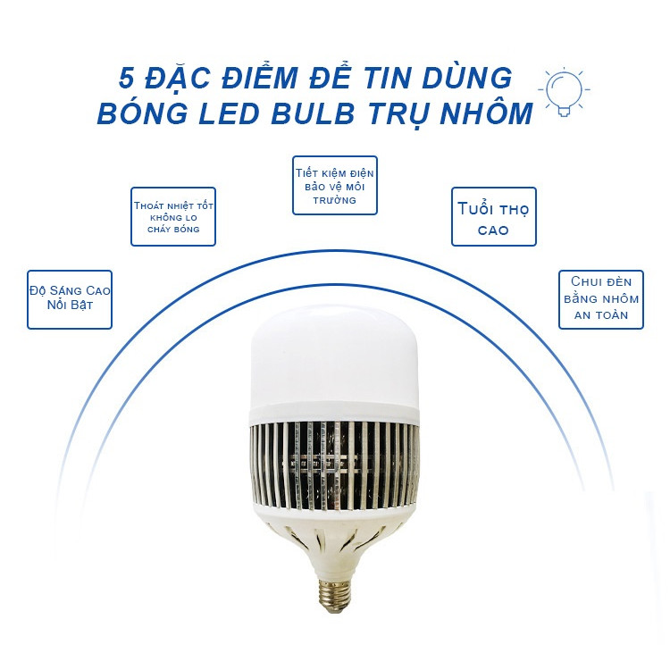 Bóng đèn Led Bulb thân trụ nhôm kín nước 50W, 100W, 150W cao cấp, tiết kiệm điện và năng lượng, tiết kiệm điện và năng lượng