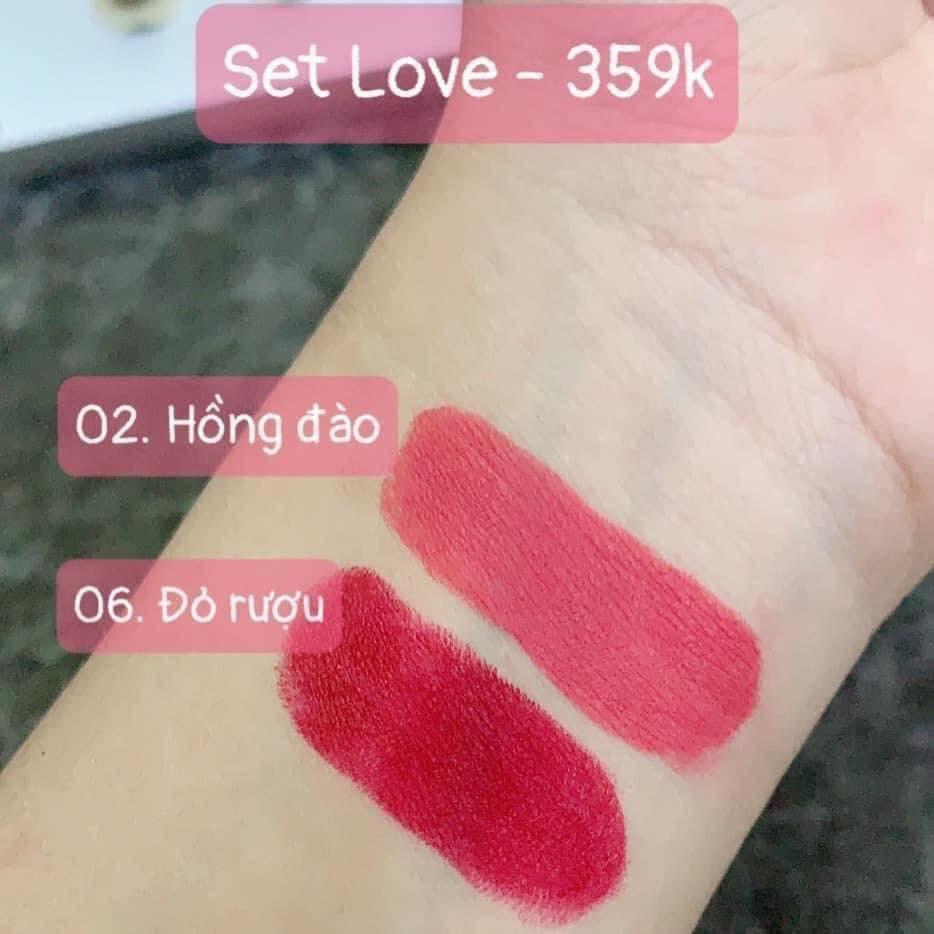 Son Môi Mini - SET LOVE 2 Thỏi - MOI Cosmetics Hồ Ngọc Hà - Golden Gift