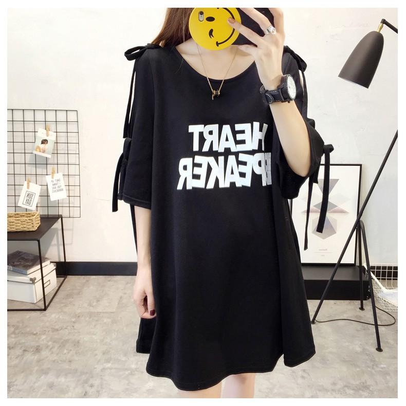 Đầm nữ khoét vai, Đầm nữ ngắn tay dáng rộng, thiết kế hở vai