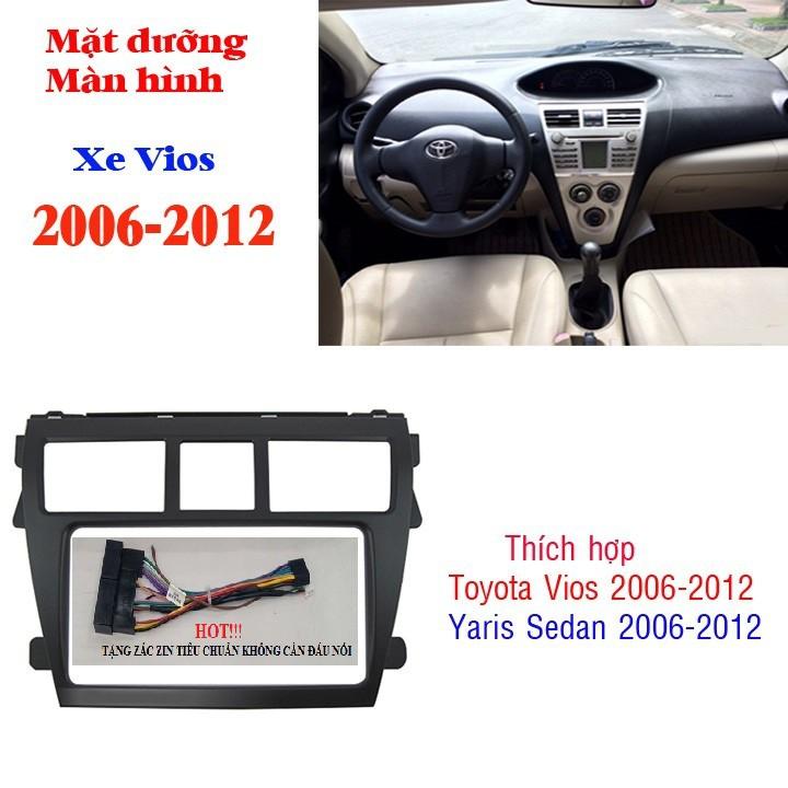 Mặt dưỡng màn hình 9 icnh lắp xe ô tô Toyota Vios 2006-2012, Yaris 2006-2012 bao gồm cả dây giắc theo xe không cần đấu nối