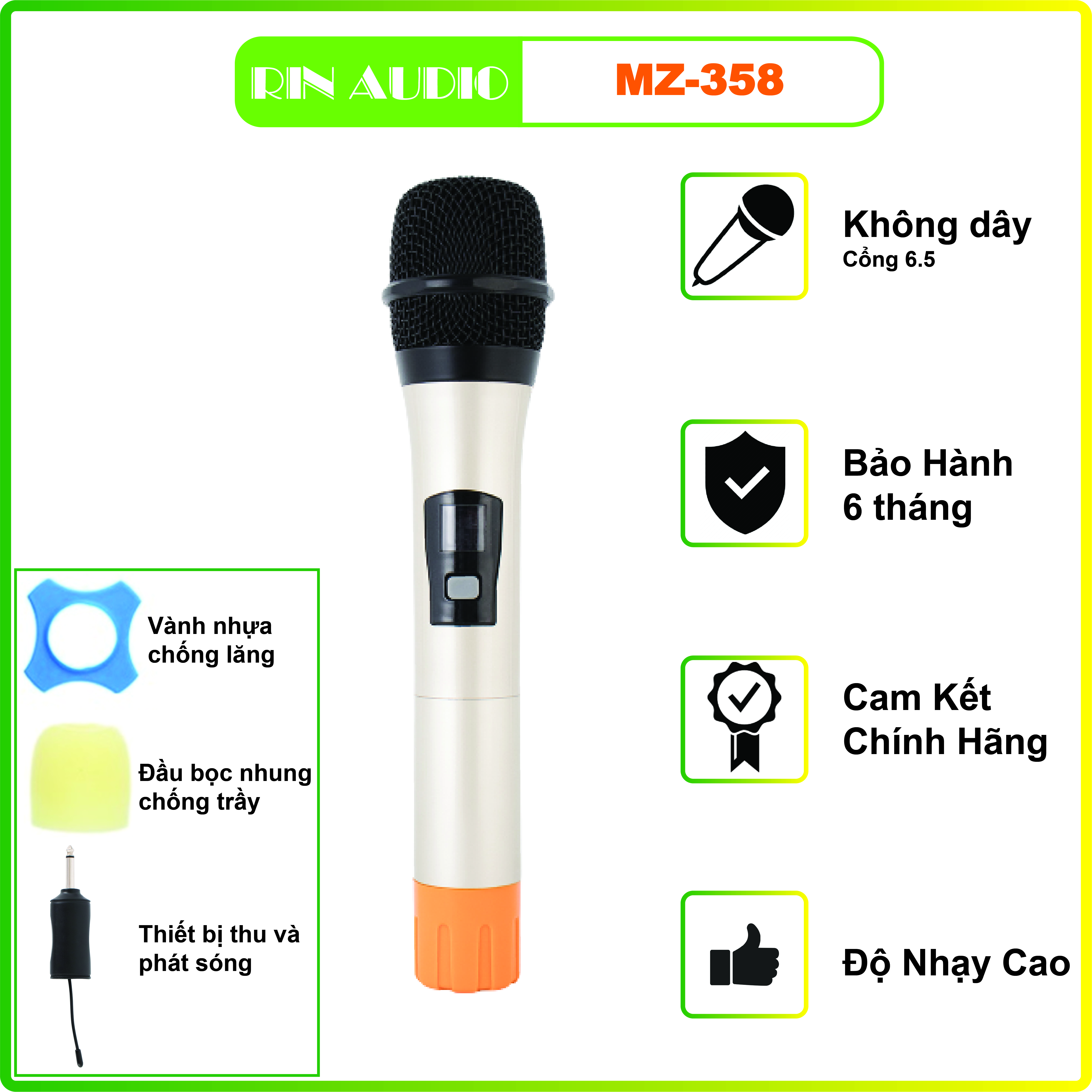 Micro không dây Zenbos MZ-358 cao cấp Karaoke (Hàng Chính Hãng)