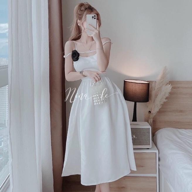 Váy đầm nữ dự tiệc hai dây thiết kế kèm mút dáng xòe sang trọng thanh lịch thời trang nữ