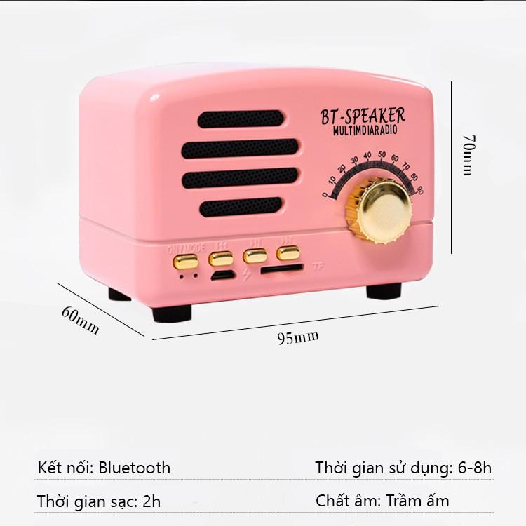 Loa Bluetooth mini cổ điển BT01 vân gỗ vintage decor phòng