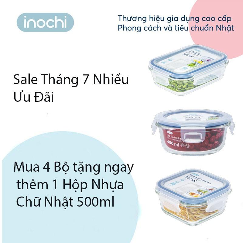 Bộ Hộp Thủy Tinh Đựng Thực Phẩm, Bảo Quản Thức Ăn Chữ Nhật - Vuông - Tròn Size Nhỏ 370 - 320 - 400ml