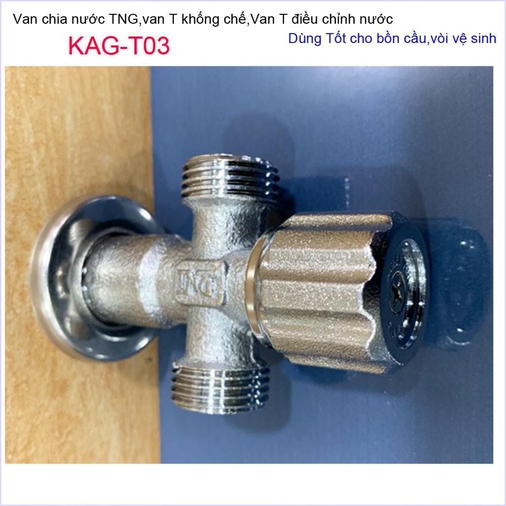 T chia nước van khóa giảm áp KAG-T03 cao cấp, van T chia nước bồn cầu và vòi xịt, T nối nước vòi xịt siêu bền