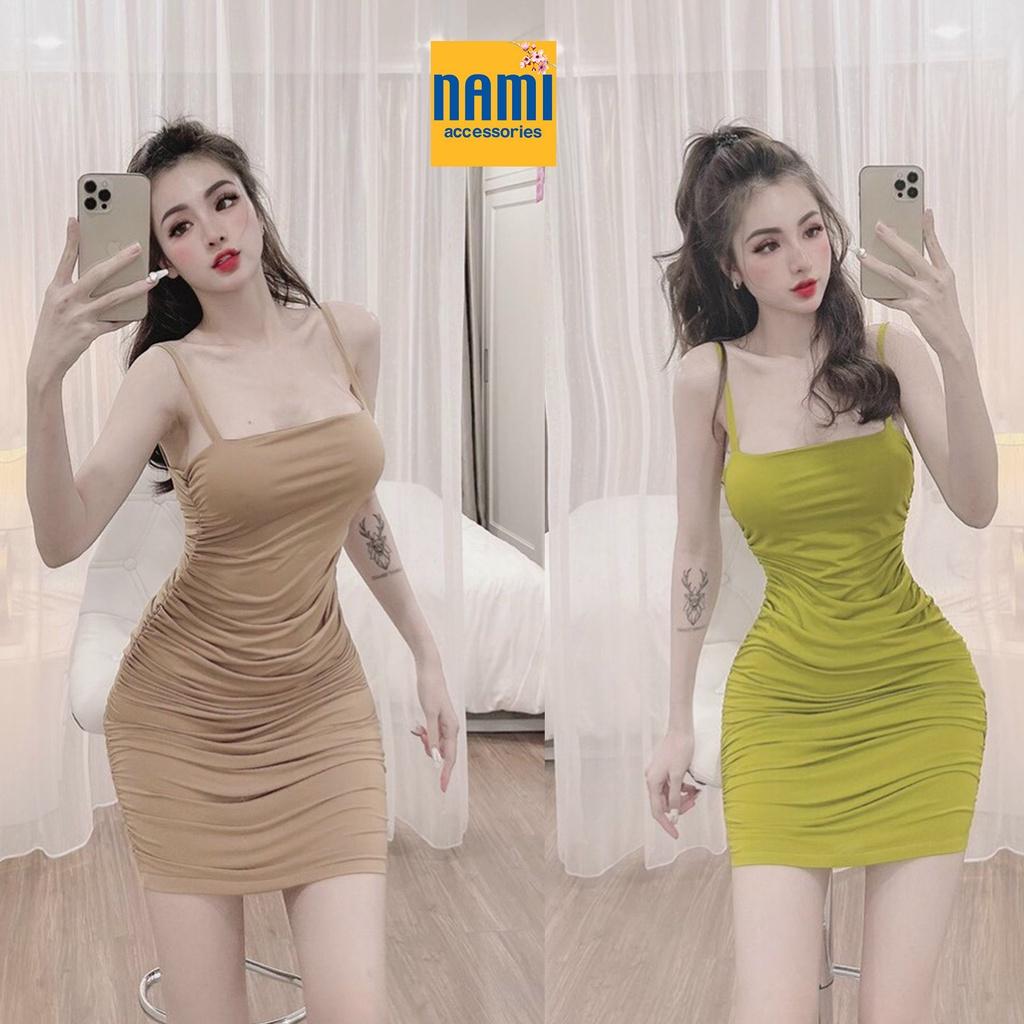 ĐẦM ÔM BODY HAI DÂY NHÚNG THÂN CHUẨN FORM DÁNG QUYẾN RŨ ĐƠN GIẢN - QANU397