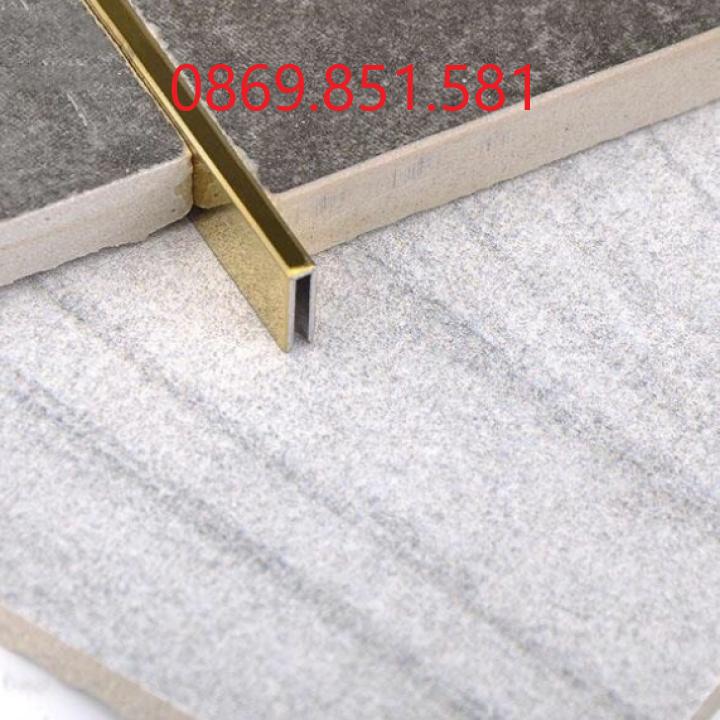 Nẹp inox U vàng gương, nẹp chữ u inox, nẹp inox 304, thanh dài 2m44 dày 0.8li