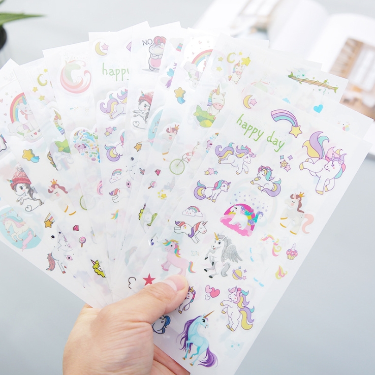 Bộ 6 tấm sticker trang trí Unicorn J08