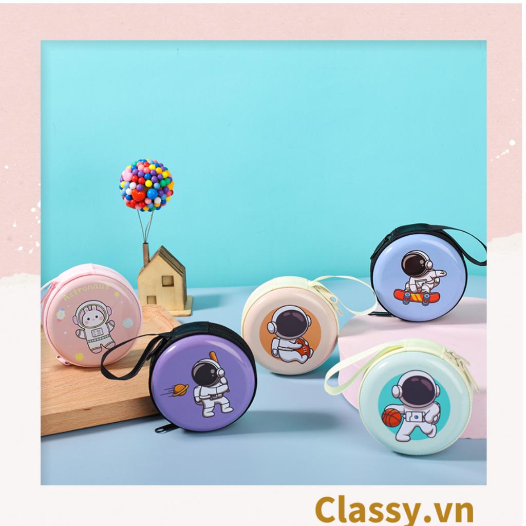 Túi hộp bằng thiếc Classy Đựng Cáp Sạc Tai Nghe Hình Tròn họa tiết Hoạt HÌnh Siêu Tiện Dụng Kích thước: 7cm x 3cm [T260