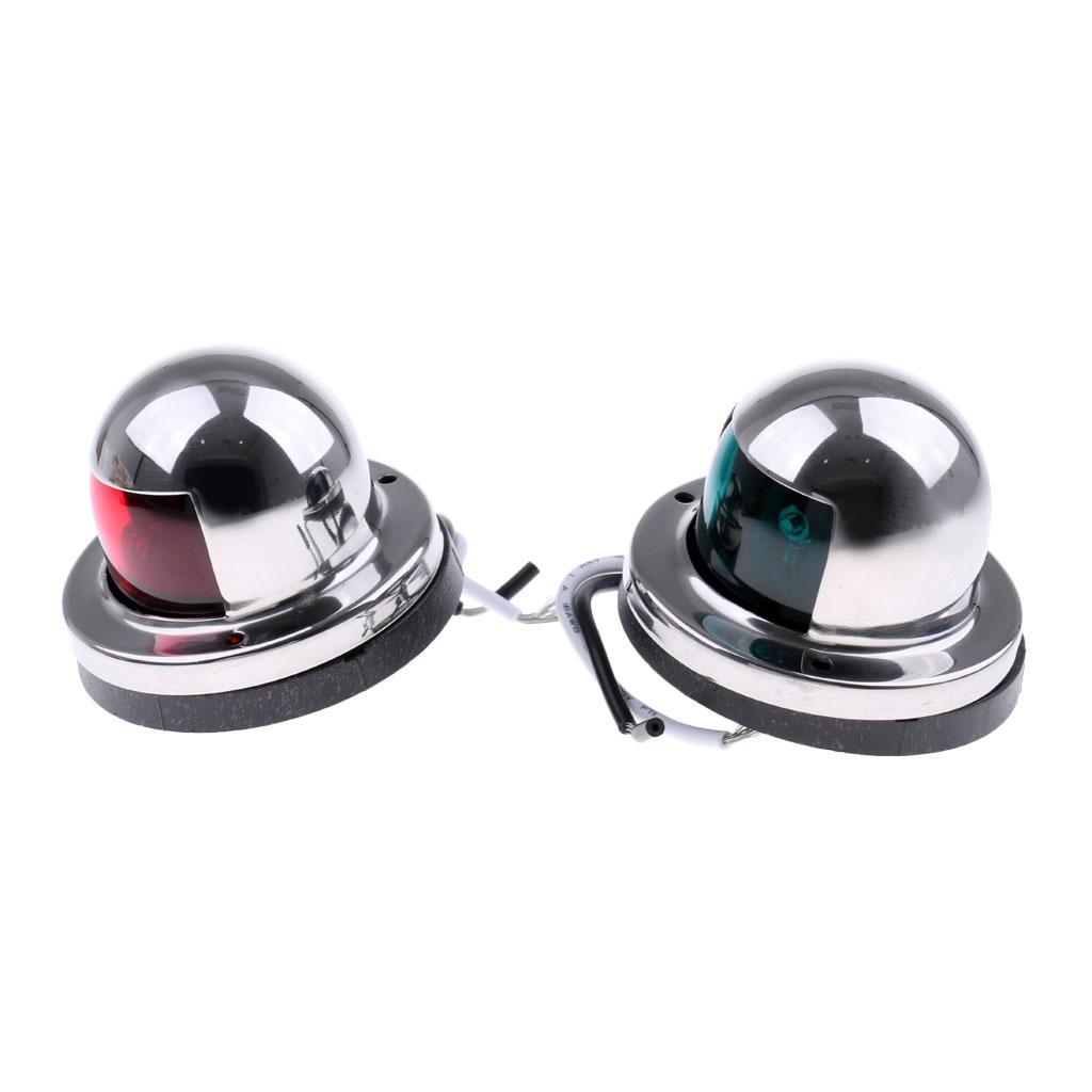 1 Pair Stainless Steel 12V Marine Boat Yacht Light LED Bow Navigation Side Boat Underwater Lights Sailing Signal Light Red & Green