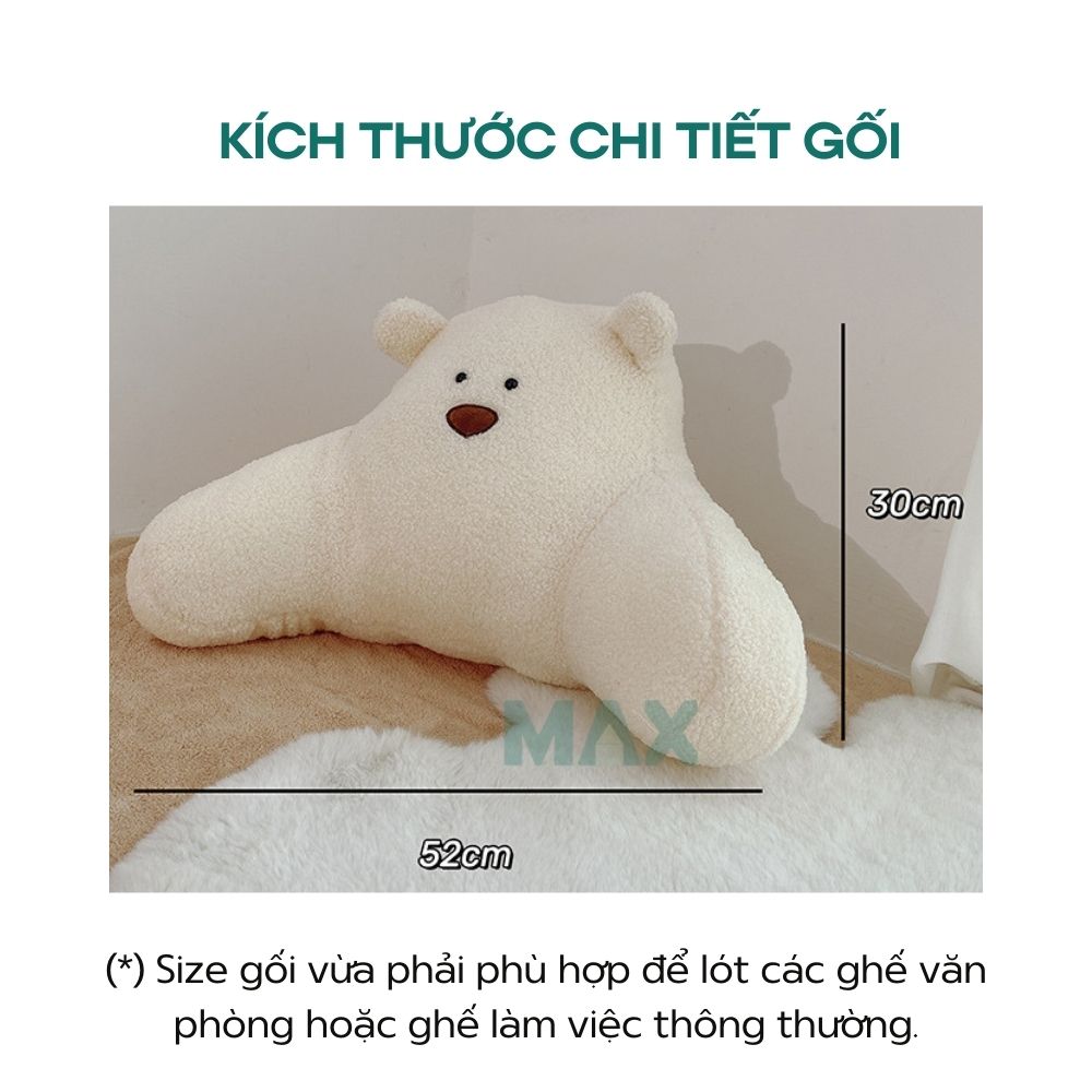 Gối tựa trang trí lót ghế ngồi decor phòng phòng cách Hàn Quốc hình gấu trắng xinh xắn