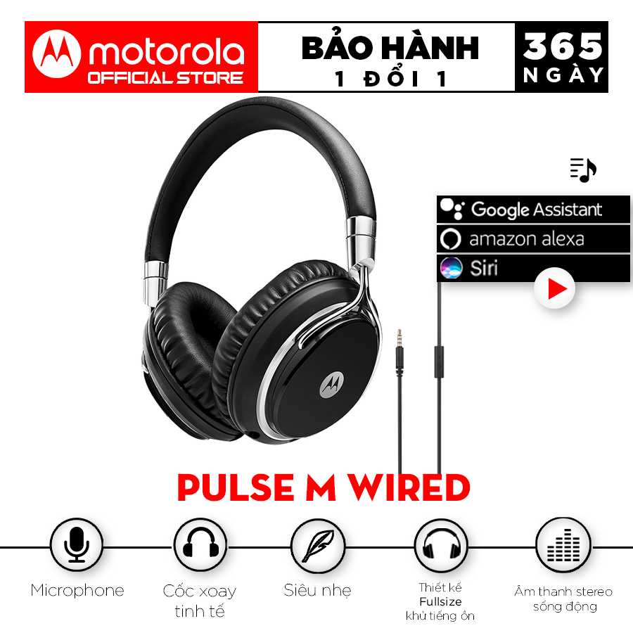 Tai nghe chụp tai có dây Motorola Pulse M Wired Single- Hàng Chính Hãng