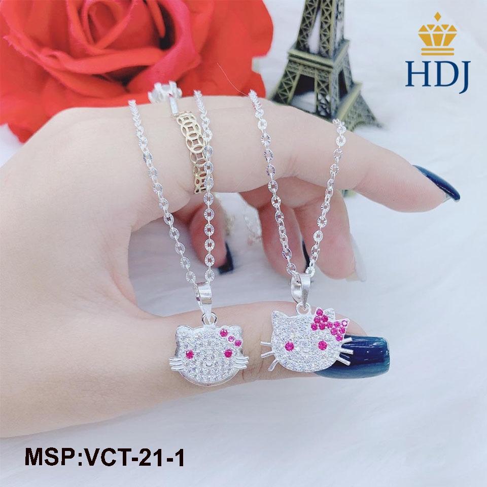 Dây chuyền bạc cho bé hình Hello Kitty đính đá sang trọng trang sức HDJ mã VCT-21-1