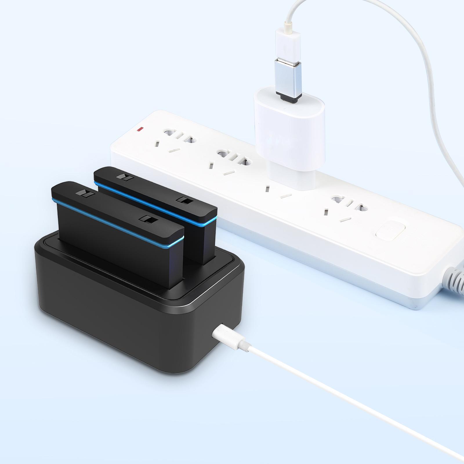 Travel Dual Battery Charger Professional Type-C for Action Camera
