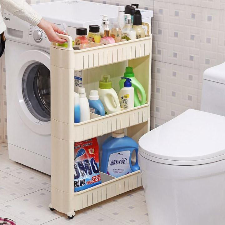 Kệ Nhựa 3 Tầng Để Đồ Đa Năng Có Bánh Xe