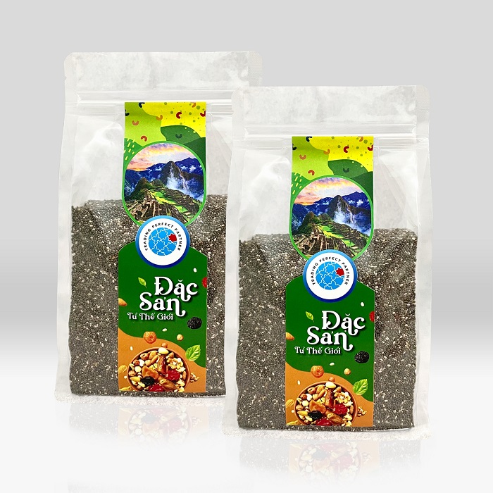 Combo 2 túi Hạt Chia Đen Hữu Cơ Peru Trading Perfect Partner (500gr/túi) - Hạt Chia sạch organic, cam kết chất lượng