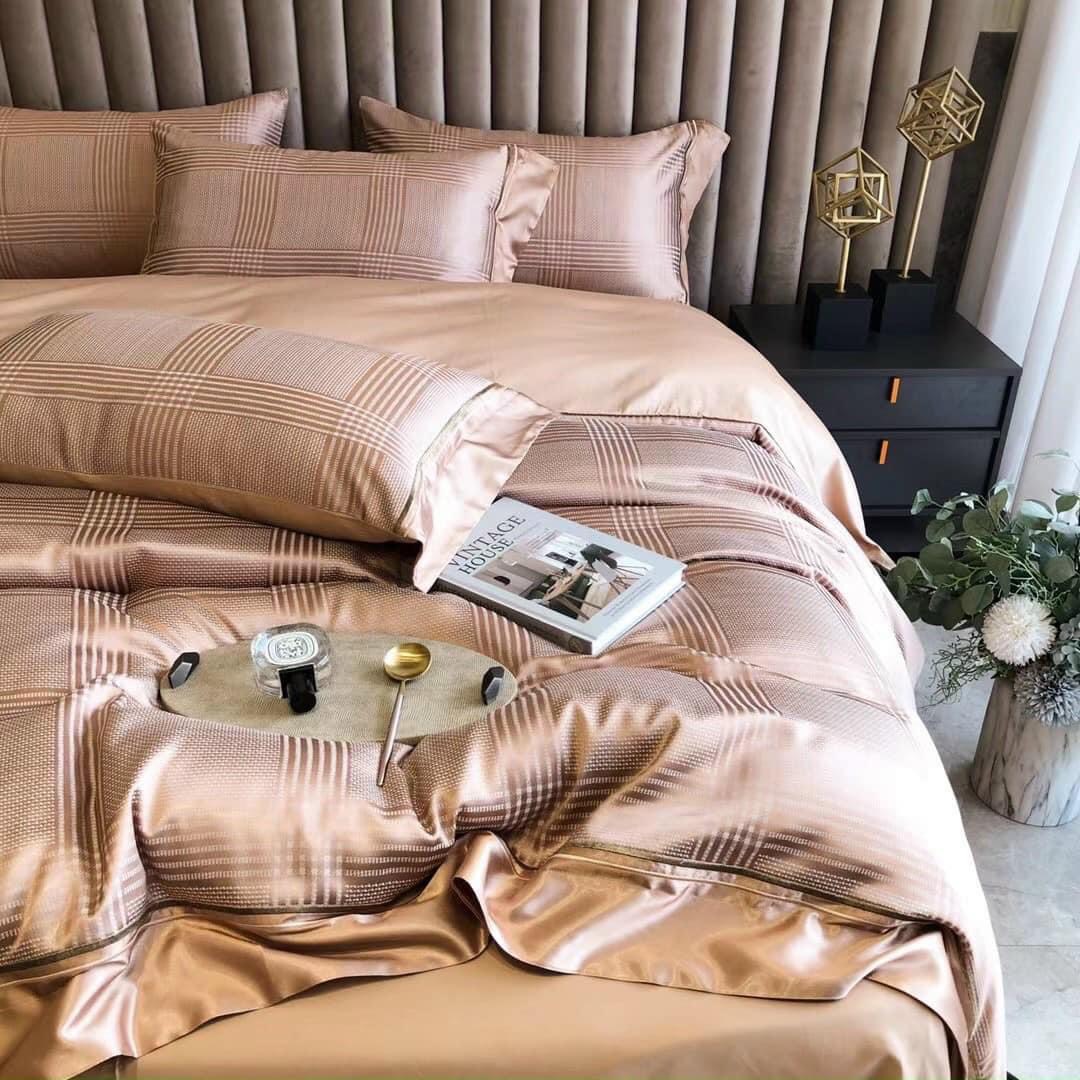Bộ Chăn Ga Gối Đệm 5 Món Chăn Phao Lụa Cao Cấp Hin Home Bedding Drap Giường Lụa