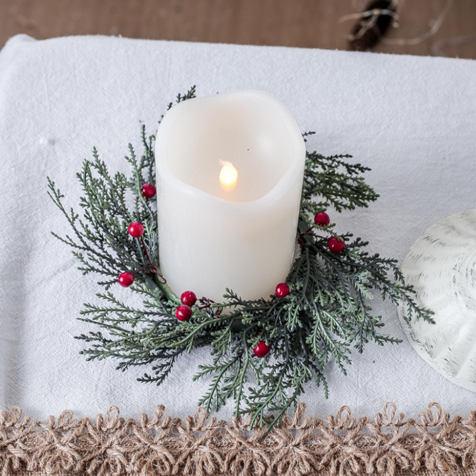Christmas Candle Artificial Wreath Christmas Garland Candle Wreath for Living Room Fireplace Lantern Home Decor