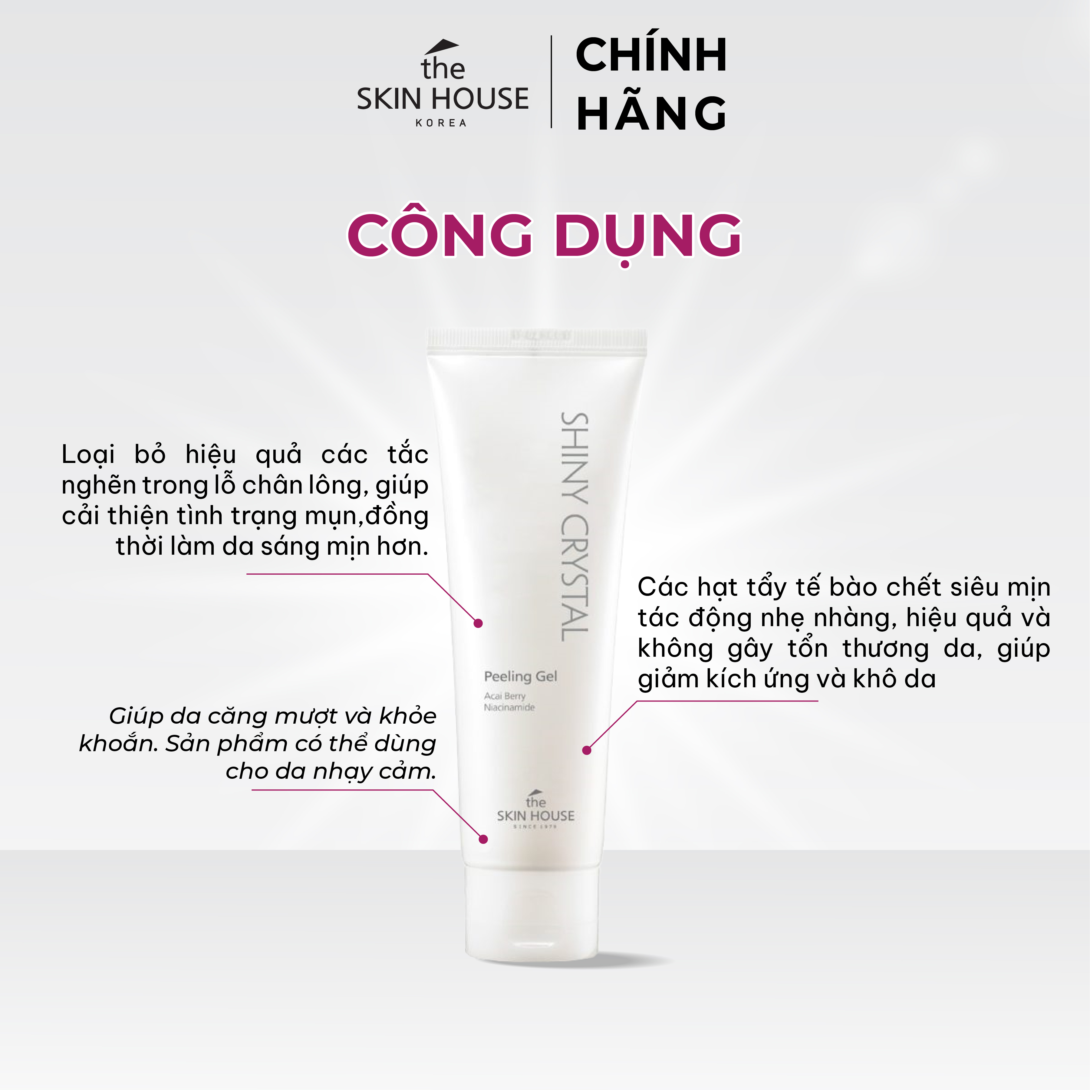 T03 Gel tẩy tế bào da chết làm sáng da - Shiny Crystal Peeling Gel 120ml - The Skin House