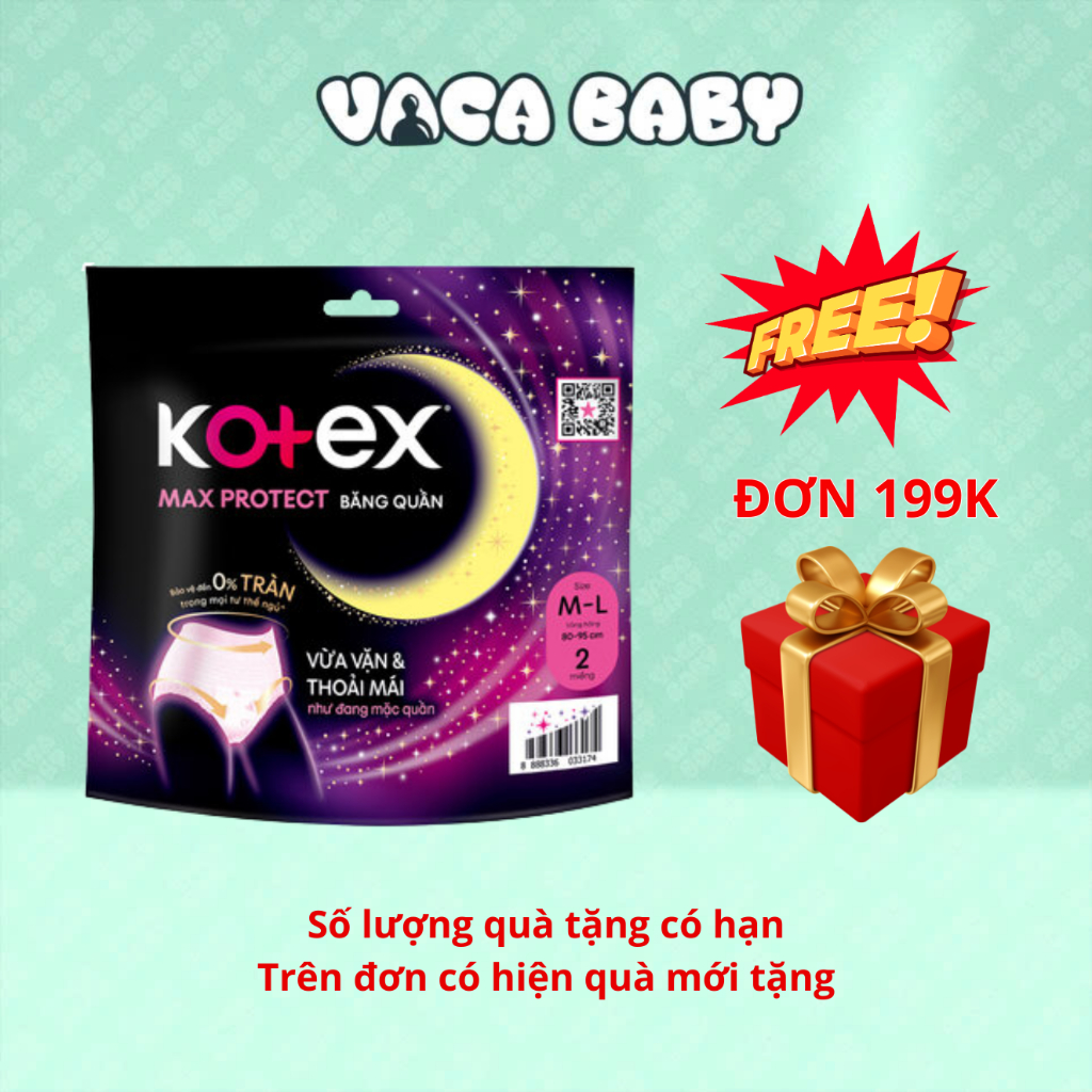 Combo 4 gói Băng Vệ Sinh Quần Kotex Max Protect có 2 size M/L và L/XL gói 2 miếng
