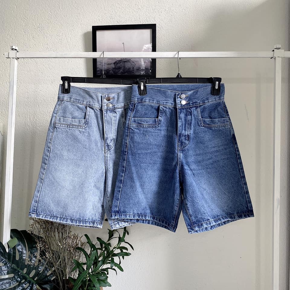 Quần short jean ngố nữ túi kiểu