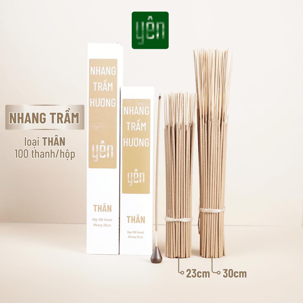 Nhang Trầm Hương Yên Loại Thân 23-30cm Hộp 100 thanh Sạch Tự Nhiên Ít Khói Dùng Thờ Cúng Xông Thơm - Nhang Trầm 30cm