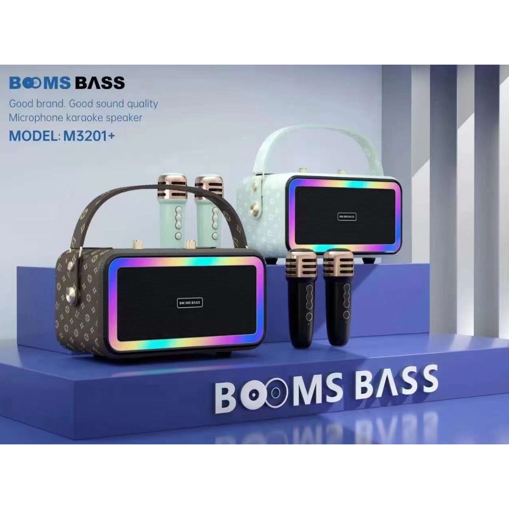 Loa Karaoke Bluetooth 5.3 Booms Bass M3201+ Có Led Rgb Sang Trọng Công Suất Lớn Bass Cực Căng Kèm 2 Micro