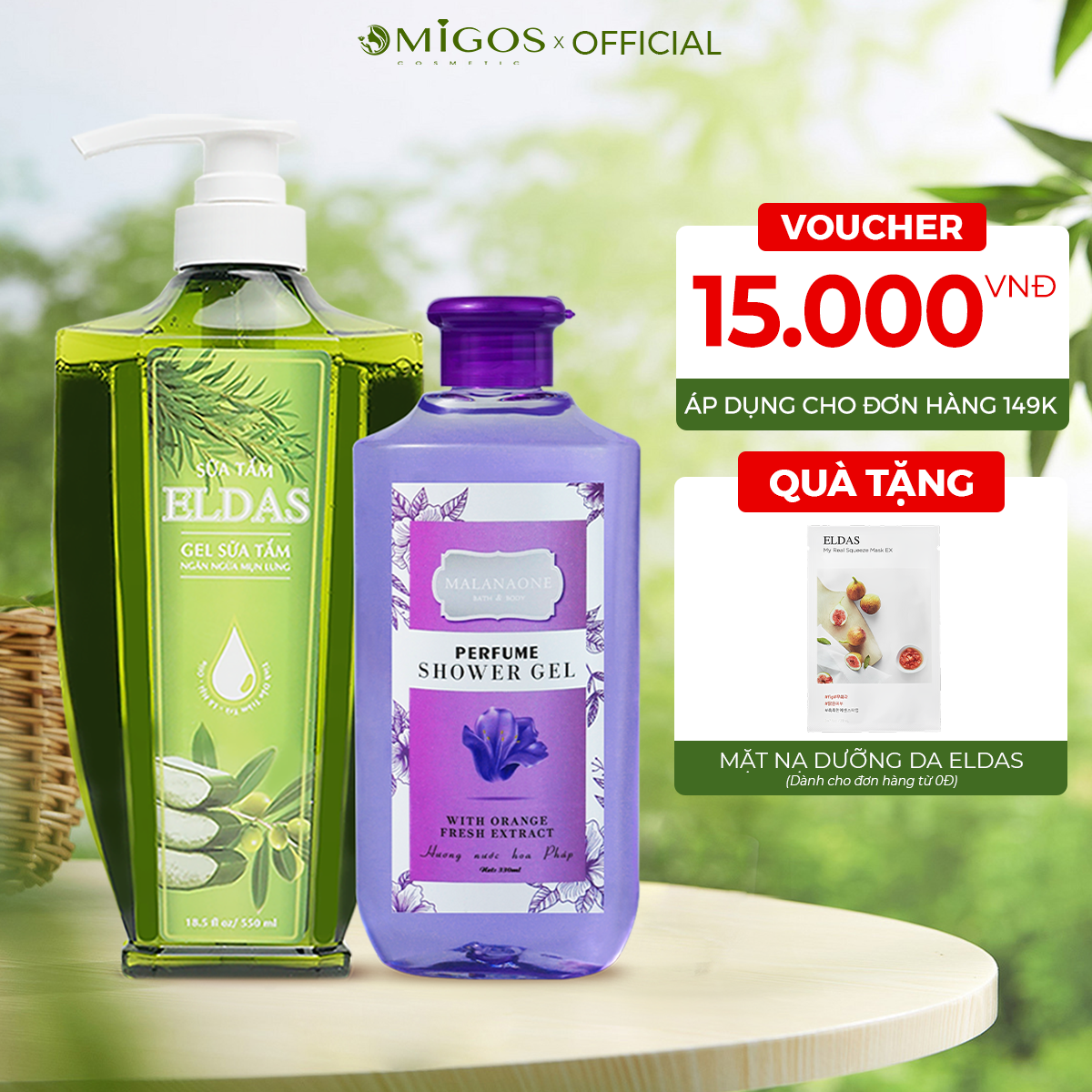 Bộ Đôi Sữa Tắm Ngừa Mụn Lưng Eldas 550Ml Và Sữa Tắm Nước Hoa Nhật Bản Malanaone Lưu Hương Bền Lâu 6H 330Ml - Kyoto