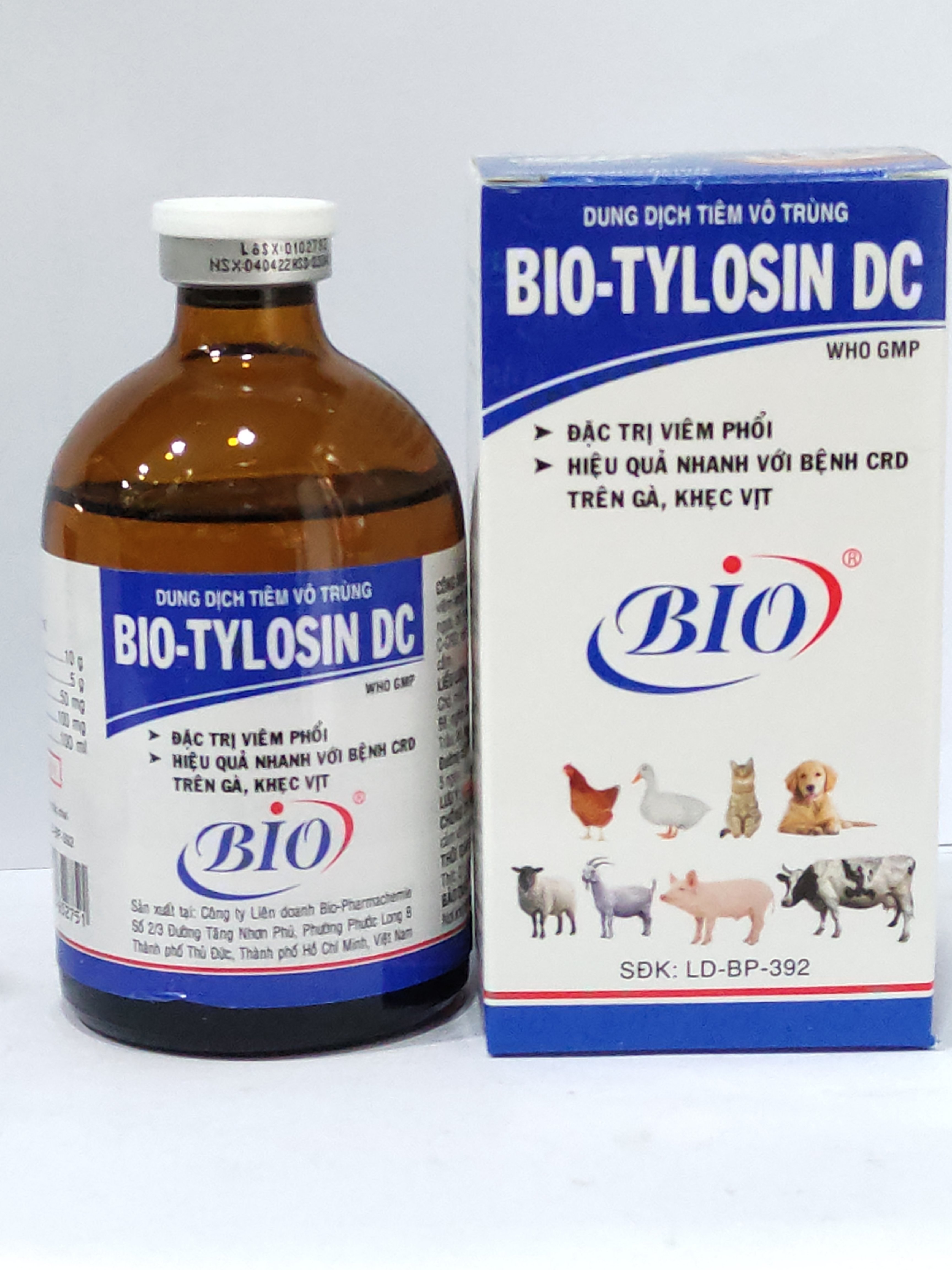 BIO TYLOSIN DC 100ml Dung dịch tiêm vô trùng đặc trị viêm phổi, bệnh CRD trên gà khẹc vịt