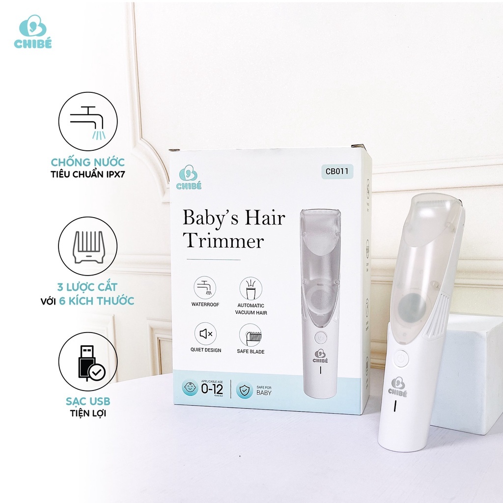 Tông đơ cắt tóc hút tóc cho bé CHIBÉ CB011 - Máy hớt tóc cao cấp cho trẻ em Chibe - hàng Chính hãng