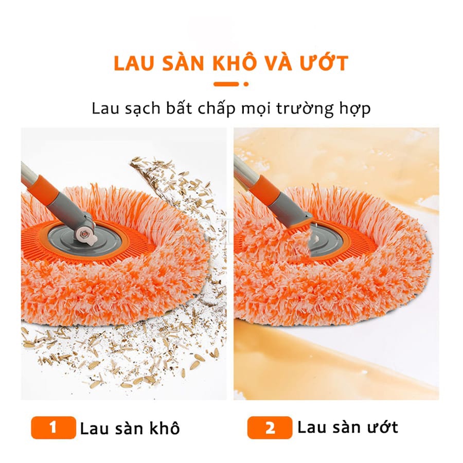 Chổi Quét Trần Nhà Cán Kéo Dài 180Cm ,Cây Lau Trần Nhà Hình Hoa Hướng Dương Xoay 180 Độ Giúp Bạn Làm Sạch Mọi Ngóc Ngách - HÀNG CHÍNH HÃNG MINIIN