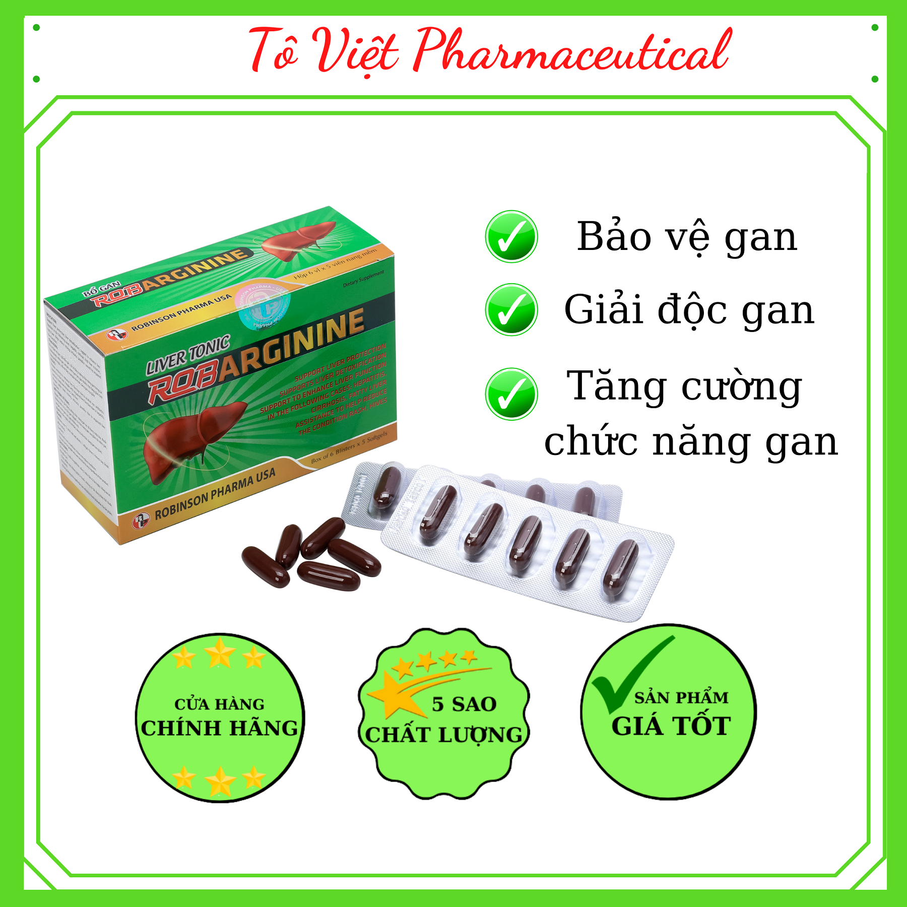 TPCN- robinson Pharma USA- Robarginine - Viên uống bảo vệ, tăng cường chức năng gan