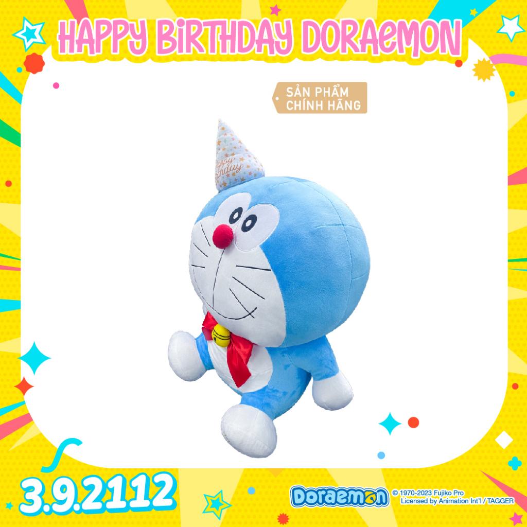 Gấu bông Khổng Lồ, Thú bông Doraemon phiên bản sinh nhật Size L, Gấu bông Doraemon mền mại, Gấu bông lớn cao 52cm - Sản Phẩm Có Bản Quyền, Phân Phối Bởi Teenbox Thú Nhồi Bông Toy