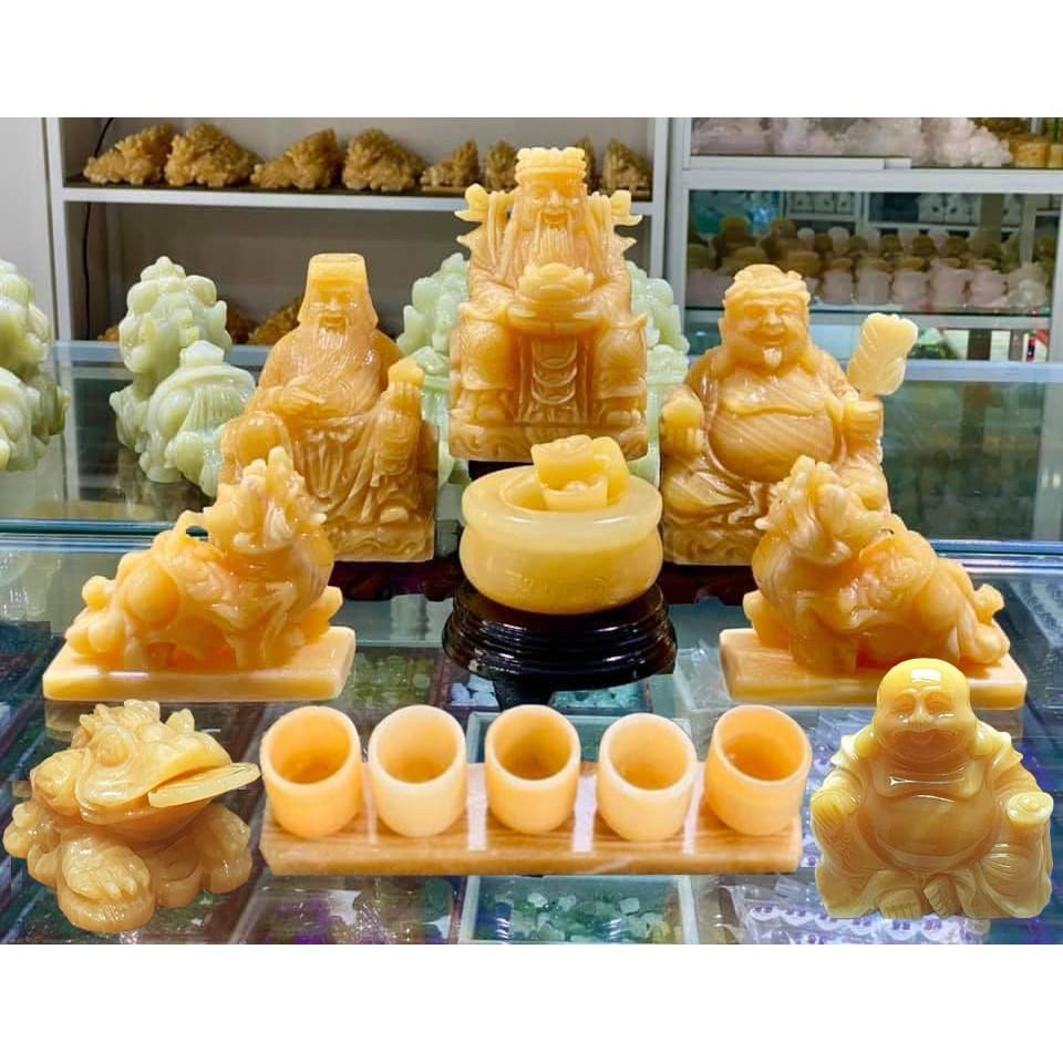 Bộ Thần Tài Thổ Địa cao 15cm, 20cm Đá Ngọc Hoàng Long