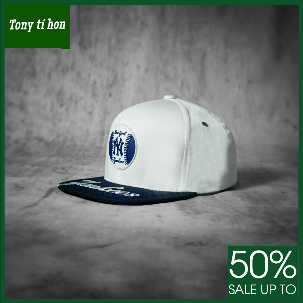 Tony tí hon - Mũ/nón kết lưỡi trai Snapback YK trắng phối logo xanh