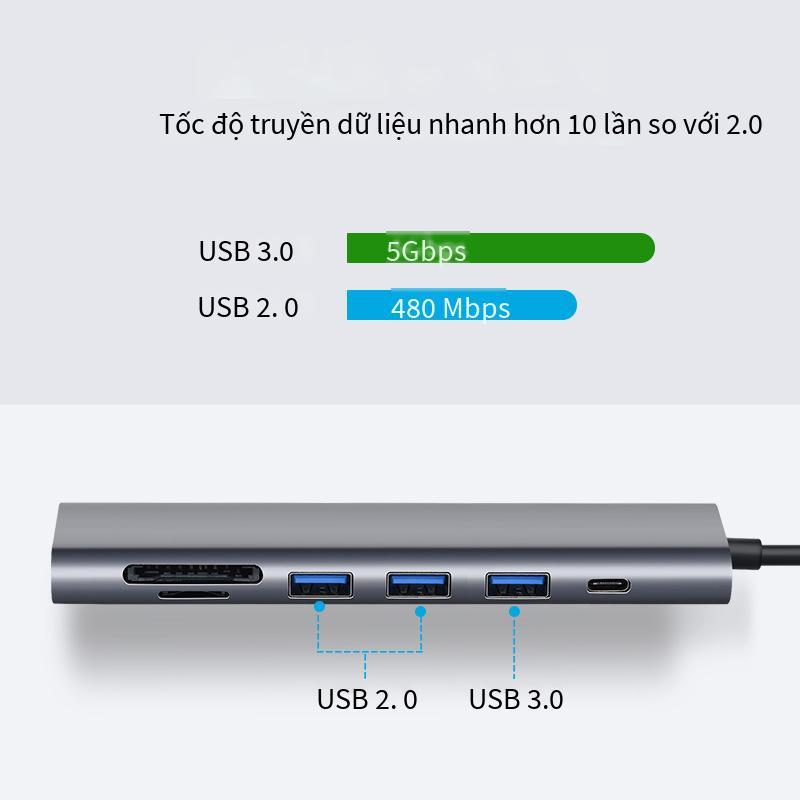 Khuyến mại đế cắm mở rộng bảy trong một loại c USB3.0PD sạc Đế cắm đa giao diện máy tính xách tay HDMI 4K HD