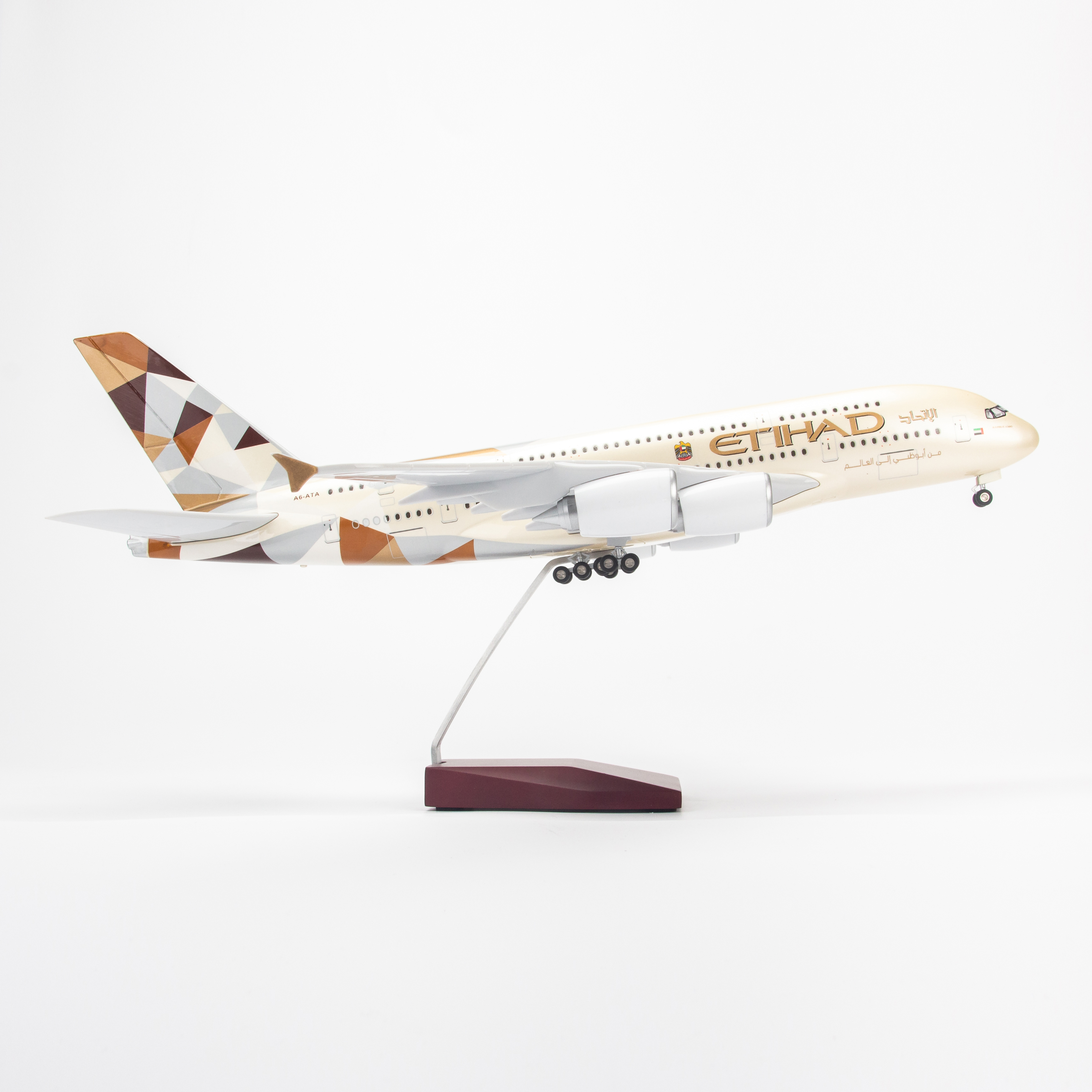 Mô hình máy bay Etihad Airways Airbus A380 lắp ráp có đèn 47cm MBMH46