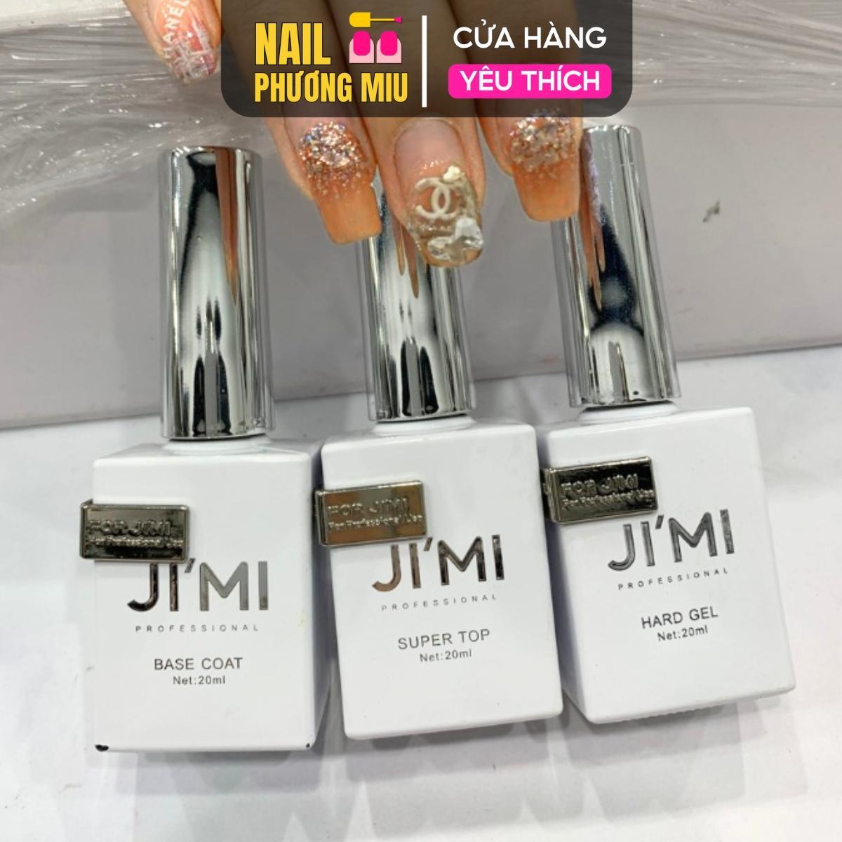 Bộ Base Top Cứng Móng JIMI 20ml (OUBOLI Cao Cấp) Base Lỏng Siêu Liên Kết, Top Cường Lực Làm Nail Siêu Bóng, Chống Xước