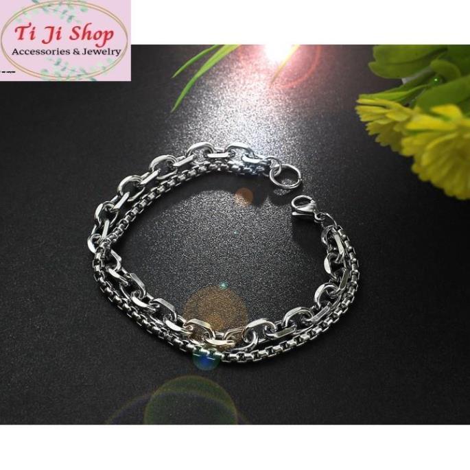 Lắc Tay Inox Khoen Tròn 2 Tầng Độc Đáo