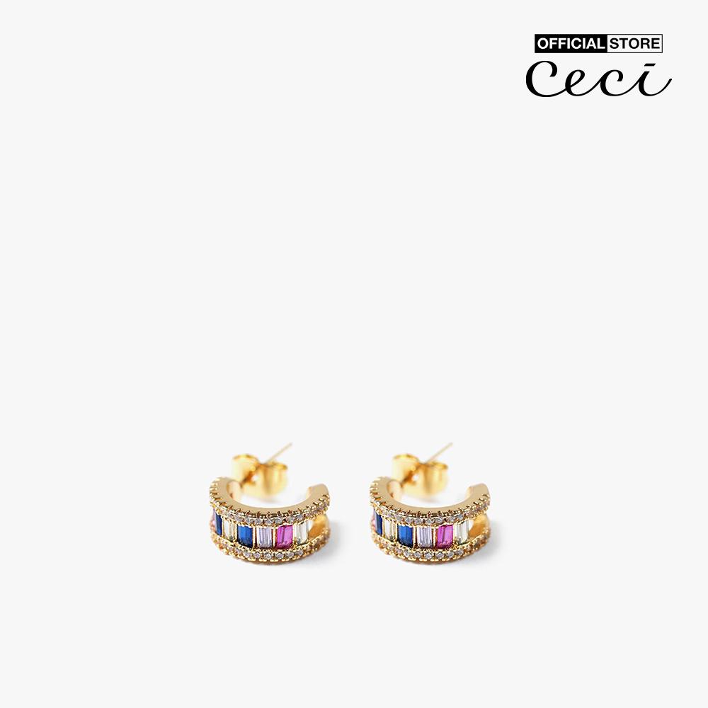 CECI - Khuyên tai nữ khoen tròn nhỏ đính đá CC1-07000162-24