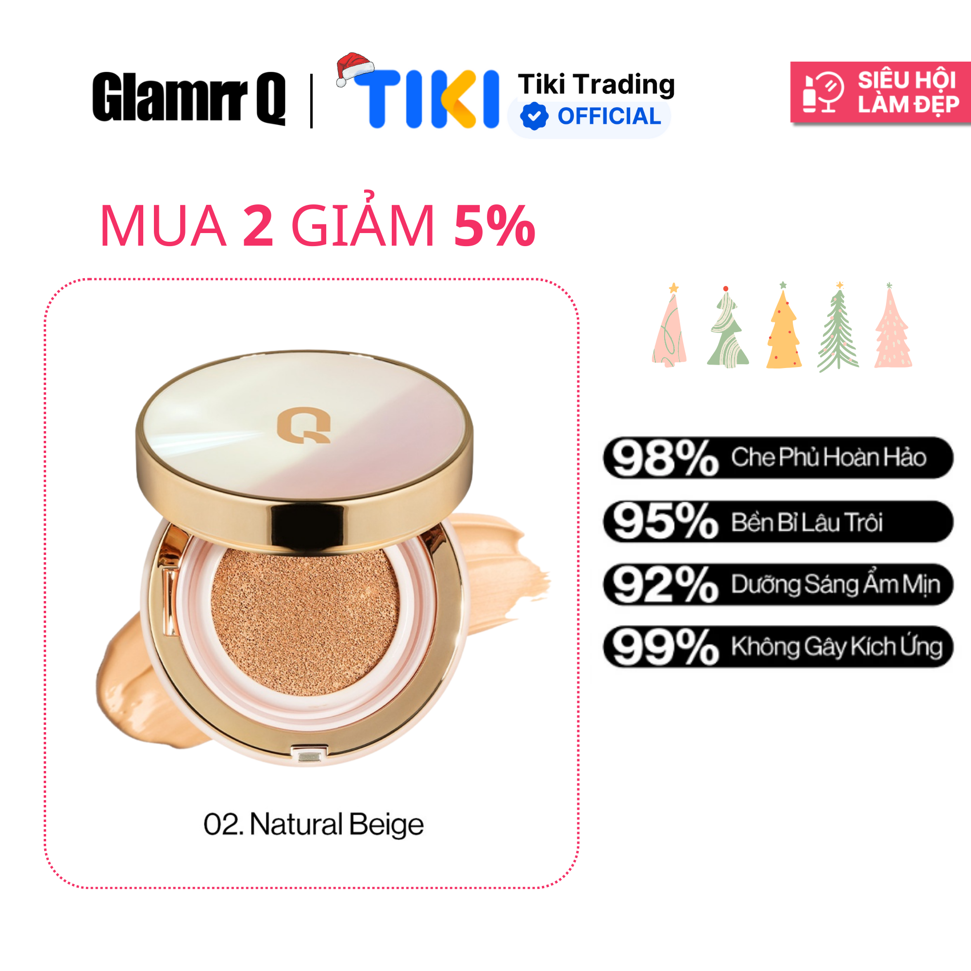 Phấn nước trang điểm dưỡng da GLAMRR Q LONG WEAR DD CUSHION by Gilaa