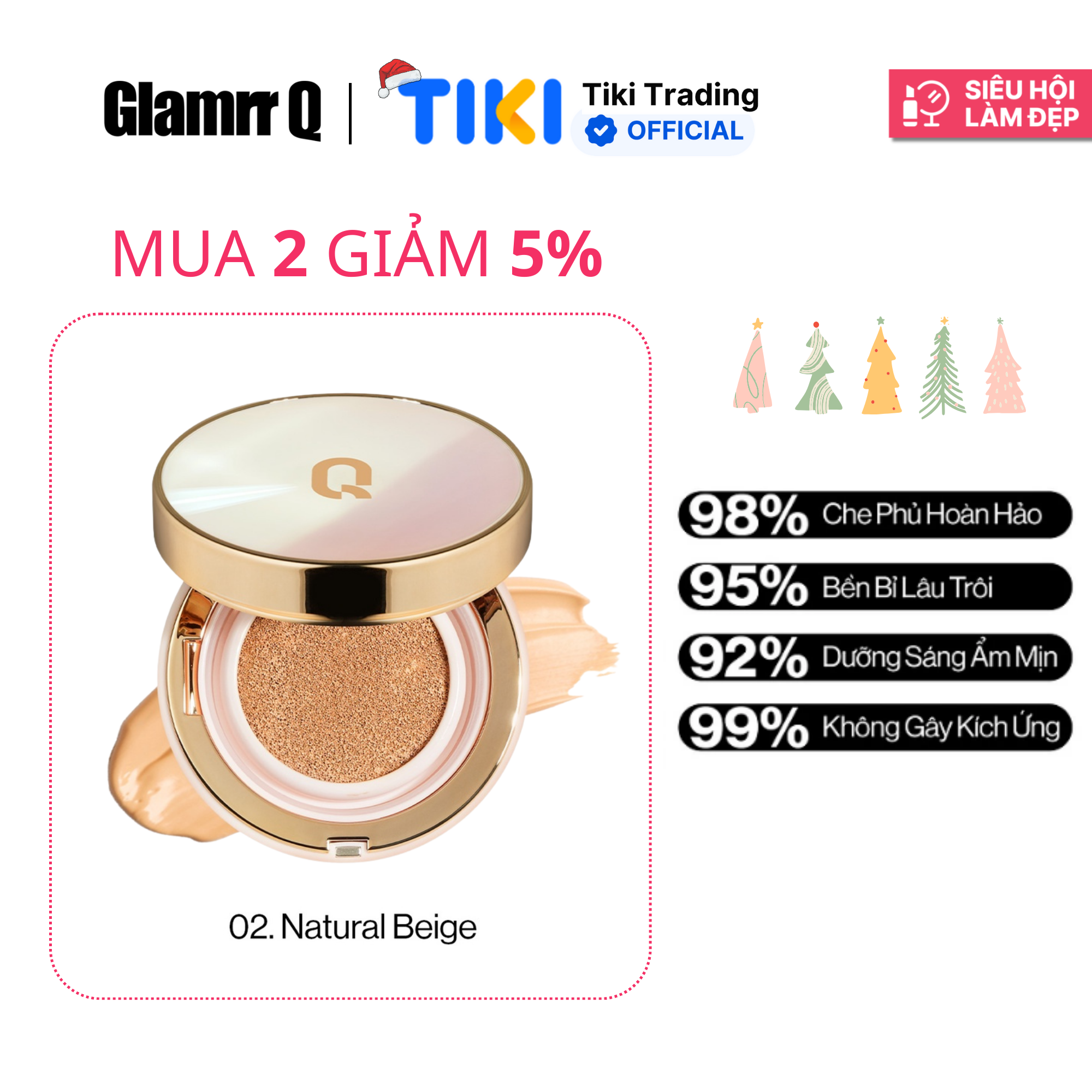 Phấn nước trang điểm dưỡng da GLAMRR Q LONG WEAR DD CUSHION by Gilaa (1 lõi x 13g)