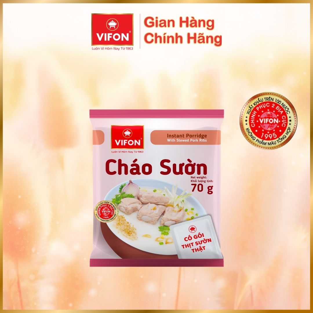 Thùng 50 Cháo Sườn VIFON có Gói Thịt Thật 27gr (70g / Gói)