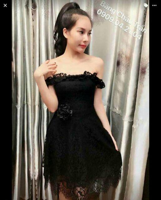 Đầm ren bẹt vai bèo hoa eo