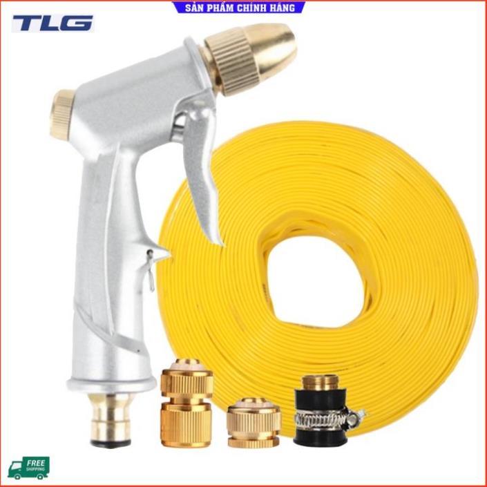 Rửa xe tưới cây Bộ dây và vòi xịt tăng áp lực nước 300% loại 30m cút đồng,nối đồng 206701