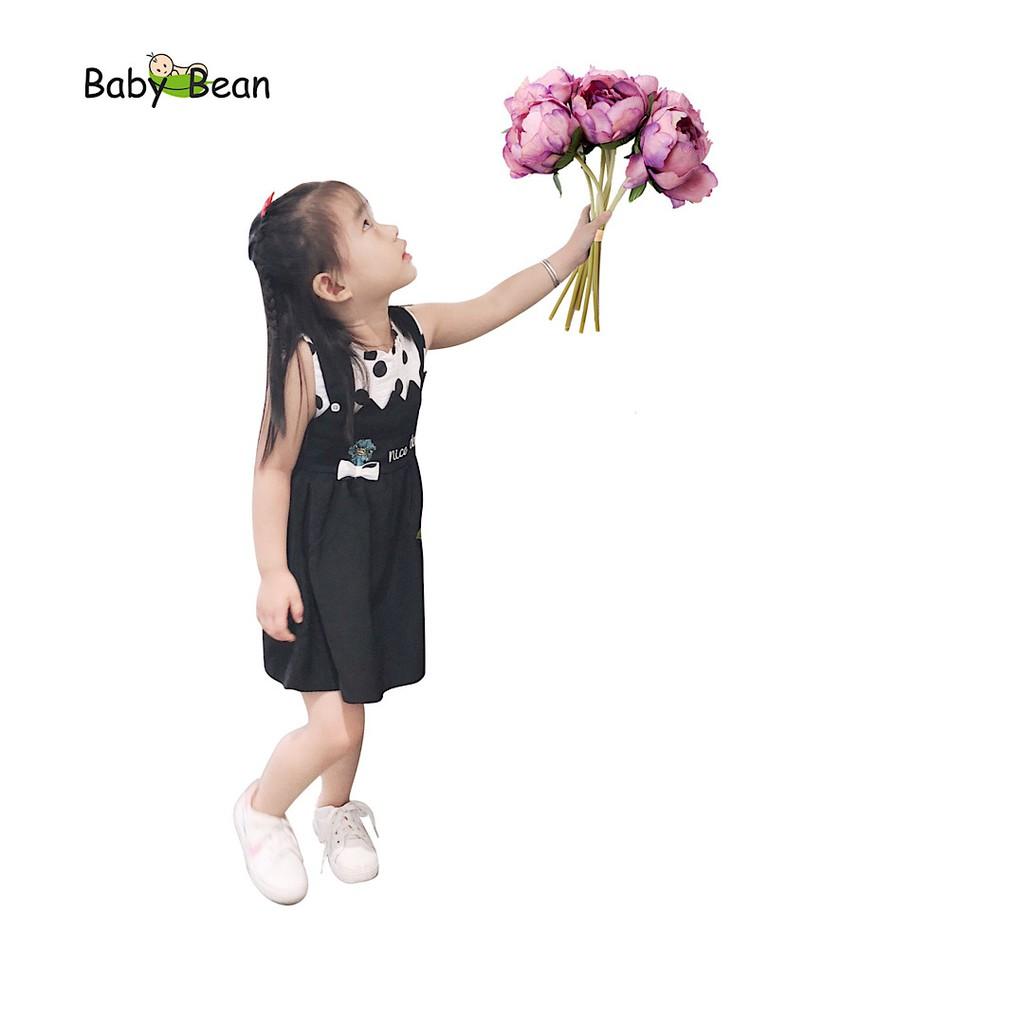 Đầm Cotton phối Tơ Gân Giả Yếm Thêu bé gái BabyBean (8kg-20kg)