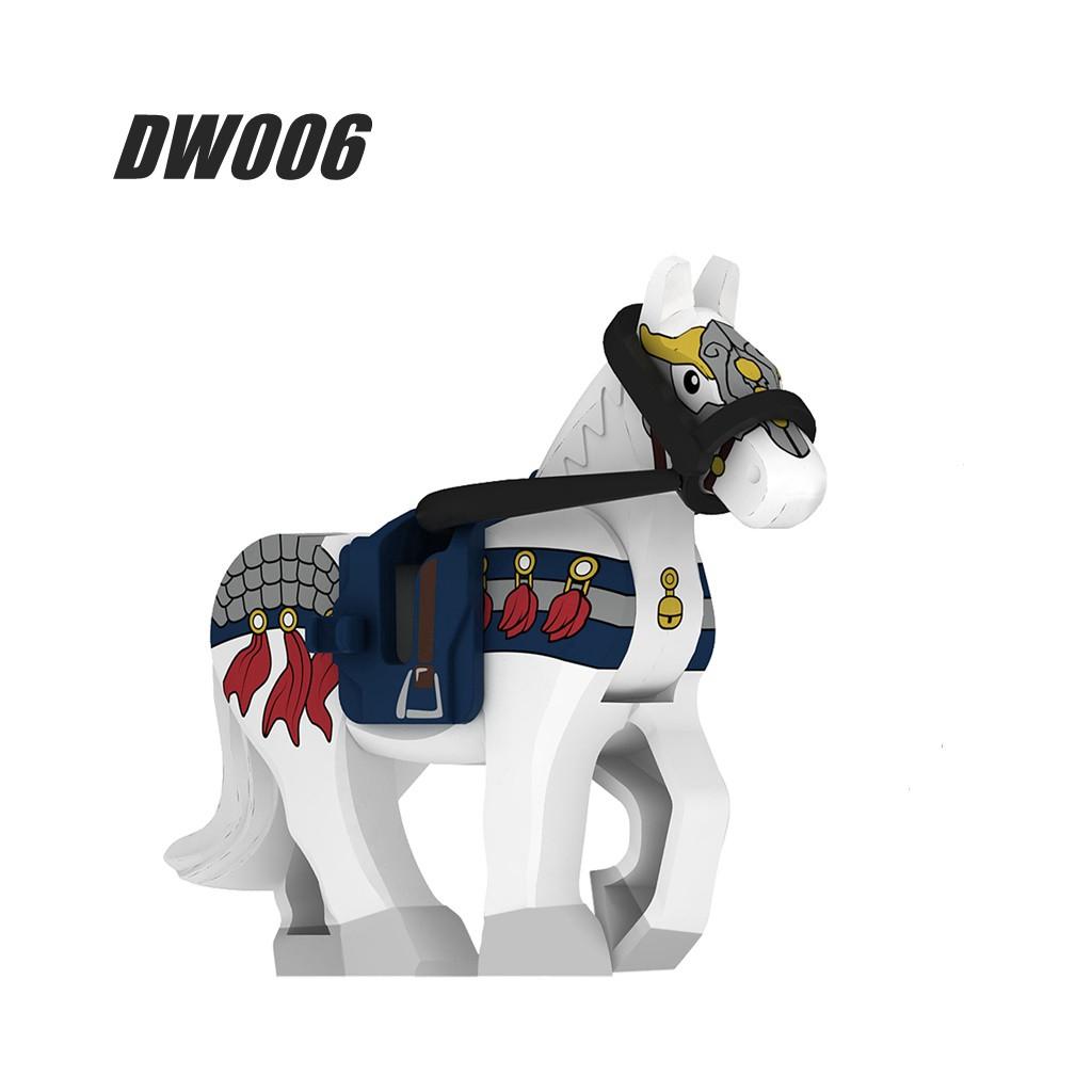 Đồ Chơi Lắp Ráp Xếp hình Ngựa Chiến Trung Cổ Kèm Dây Cương và Đai minifig War Horse Castle DW001 DW006